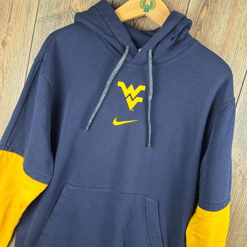 Nike West Virginia Mountaineers Hoodie Mens Medium Navy Gold WVU Colorblock